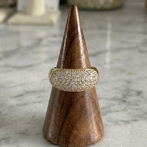 Giani Bernini Sterling Silver Gold Vermeil Pavé CZ Dome Ring Size 8